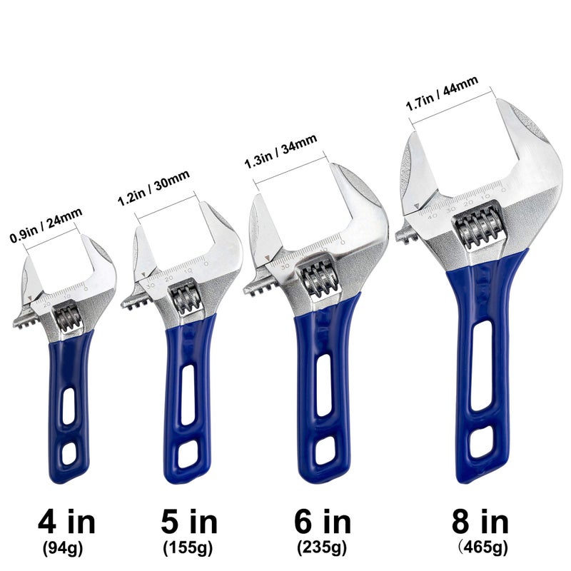 Ainuosen 1 Piece-Large Opening Adjustable Wrench Spanner with Short Handle 6 inch - Image 4
